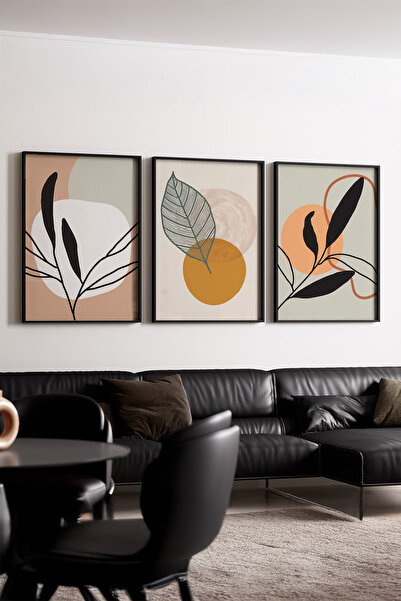 huhuli Wooden Black Framed 3-Piece Modern Painting Huhu423