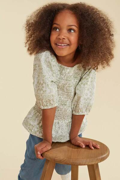 MOTHERCARE Green Floral Shirred Blouse