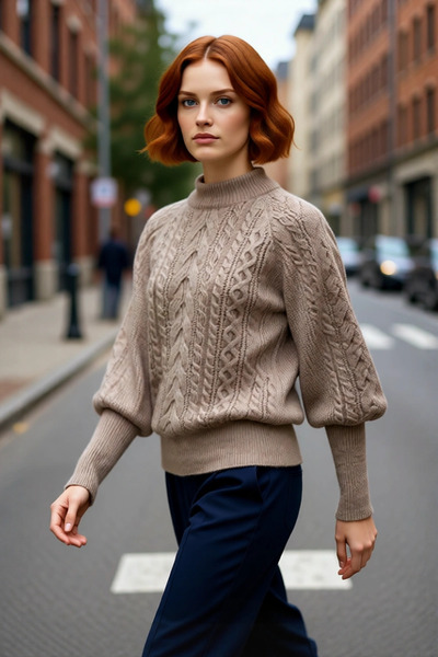 PayBuy Tricotaj pentru femei, cu model de împletitură a părului, cu guler rid...