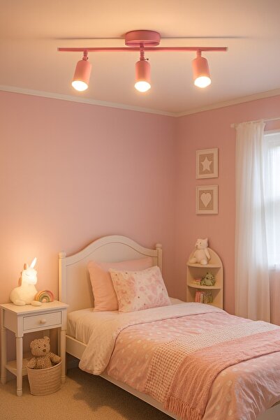 LEGACY Spoti 3'Lü Pembe Renk (GÜN IŞIĞI) Modern Tasarım Salon - Mutfak - Banyo Spot Ledli Sıralı Avize