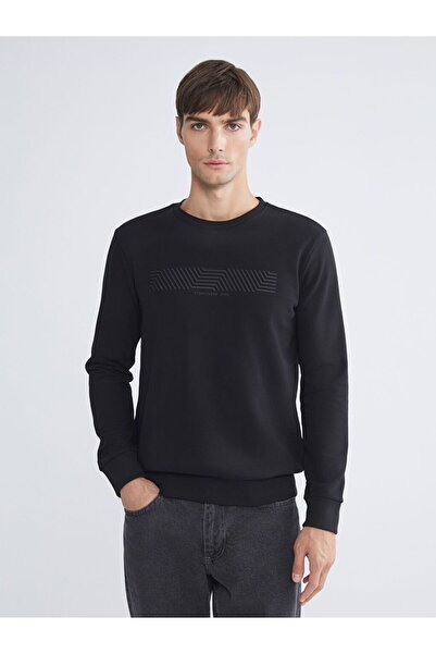 LC Waikiki LCWAIKIKI Класическа мъжка дебела блуза с принт на велосипед на врата