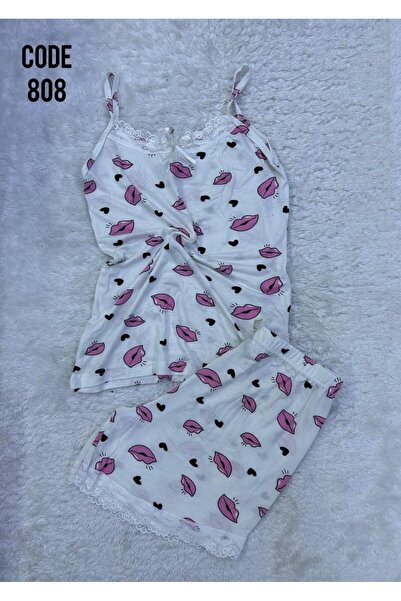 VAJESTO Γυναικείο σετ πιτζάμα με λευκό σορτς με κορδόνια, νυχτικό με δαντέλα,...