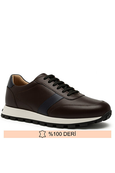 Fine Ayakkabıcılık Genuine Leather Brown Men's Sports Shoes 39-45