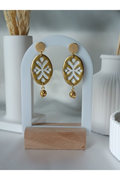 La fee aksesuar Bohemian Pattern Polymer Clay Earrings with Steel Earring Hoo...