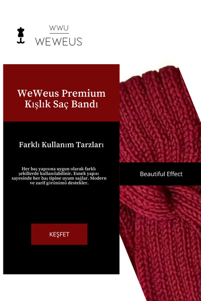 Weweus Red Knitted Winter Premium Women's Headband