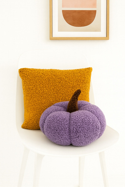 Madame Clean Home Teddy Decorative Pumpkin Pillow and Inner-Filled Cushion