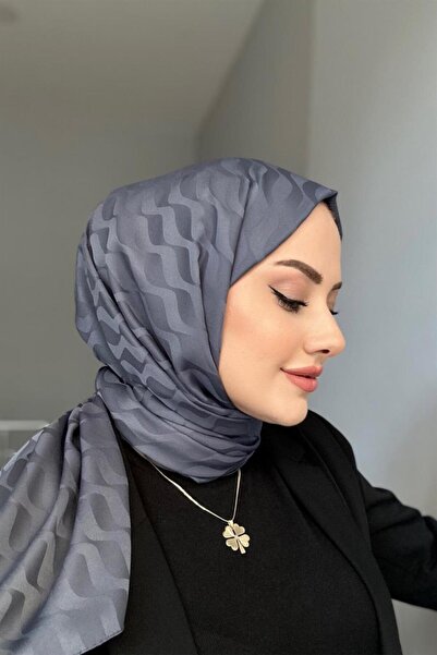 Byedauzunlar Dark Gray Patterned Silky Jacquard Shawl