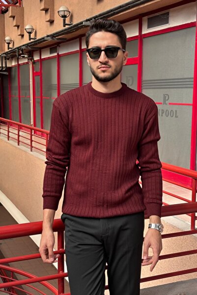 inpool Men'S, Crew Neck, Flexible Structure, Striped Pattern, Old Money Culture, Sweater Pltk15