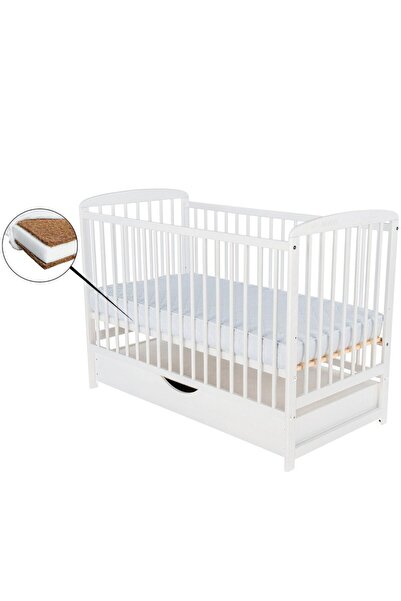 Babyneeds Ξύλινη κούνια μωρού, 120x60 cm, Με συρτάρι με καπάκι, Λευκό, Babyne...