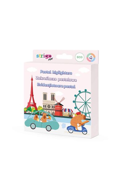 Strigo Set 4 textmarkere Pastel, seria Capybara SSC503