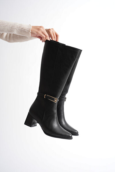 Adım Dünyası Kısa Topuklu Tokalı Kadın Çizme Şık ve Rahat Kış Modeli İthal Toka