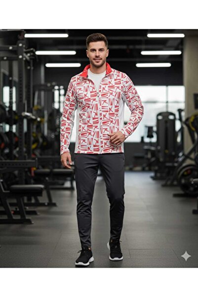 TRENDY erkek fermuarlı tek eşofman üst