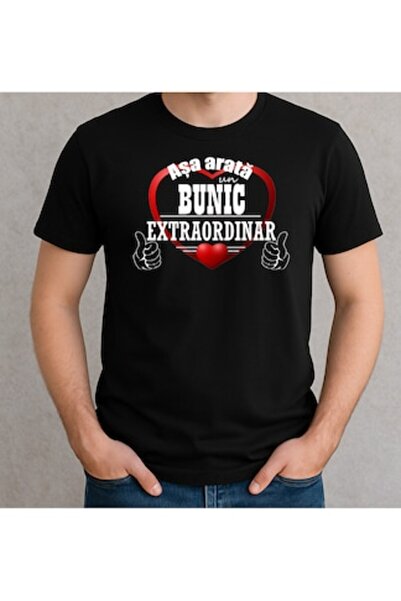 OEM - Tricou bărbătesc cu textul în formă de inimă „Așa arată un BUNIC extrao...