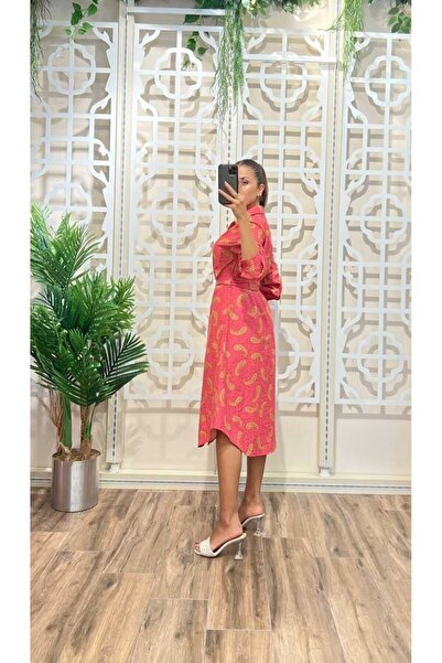 DISHI FASHİON PATTERNED LONG DRESS