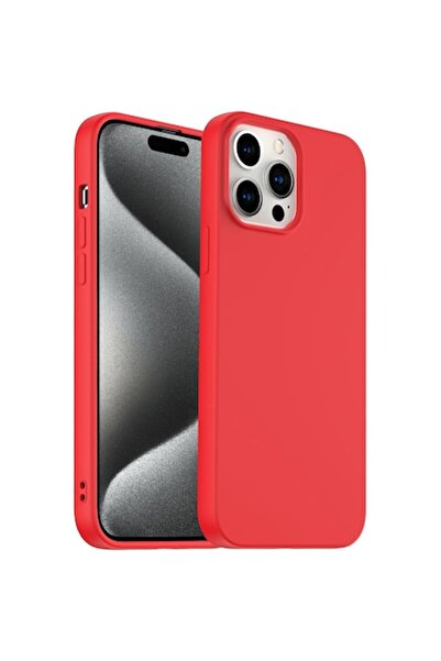 isag Husa protectie compatibila cu iPhone 15 Pro Max, slim, silicon Rosu cu i...