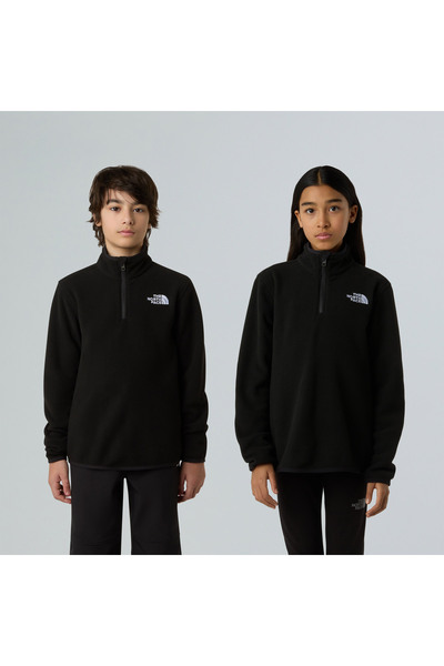 THE NORTH FACE Pulover Teen Glacier cu fermoar 1/4, Jachetă neagră din fleece...