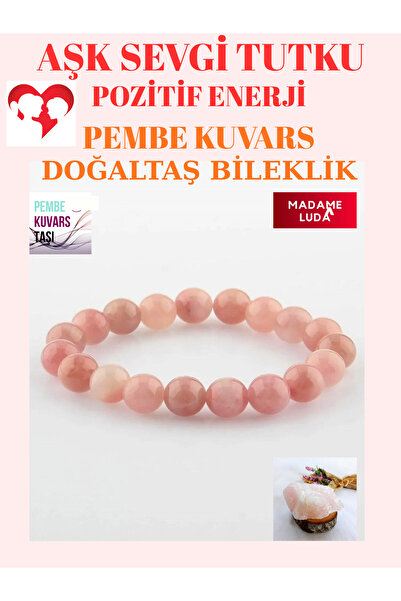 MADAME LUDA سوار من الحجر الطبيعي الكوارتز الوردي (الحب-العشق-الهدوء-الشغف-ال...