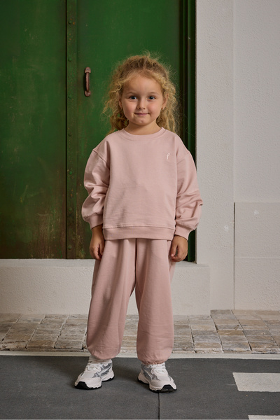 Fahhar Kids Oversize Printed Tracksuit Set Pink