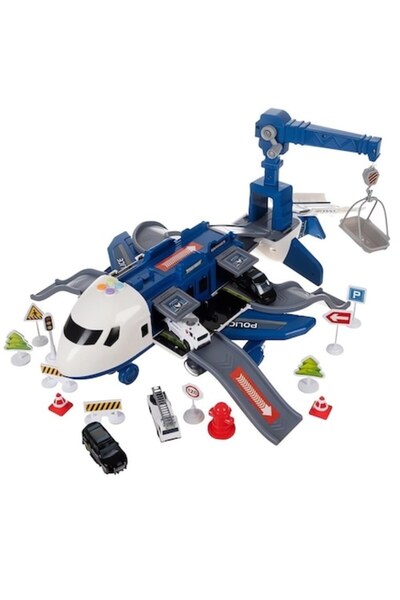 zola Large police plane, Zola, multifunctional, foldable, parking, crane, cars included, dimensions 37-63