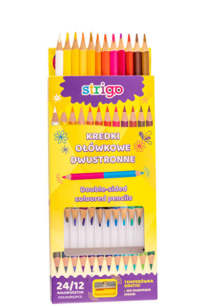 Strigo Double colored pencils, 12 pieces, 24 colors, triangular, with sharpener SSC116