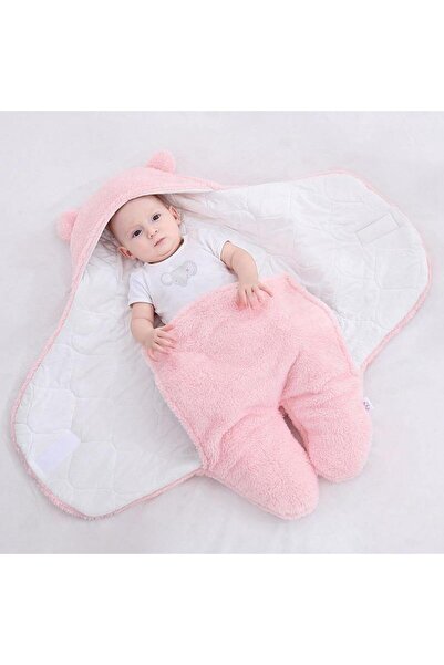 Ferdys 0-12 Ay Içi Elyaflı Kulaklı Welsoft Dış Kundak Peluş Bebek Battaniye Peluş Kundak
