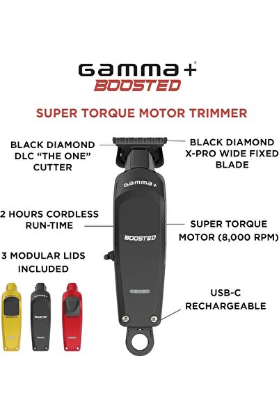 Gamma Piu GAMMA+ Boosted Professional Modular USB-C Cordless Hair Tools with Super Torque Motor, 3 Modular Lid
