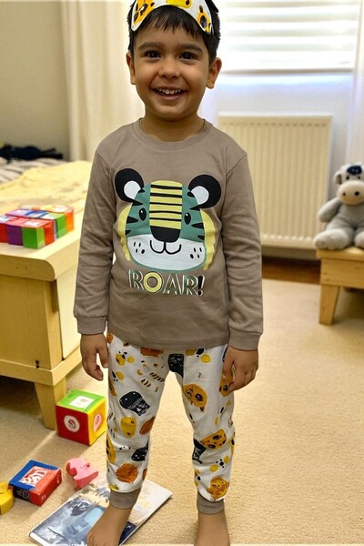 MİLAYS LİFE HOME COLLECTİON 100% Cotton 3-Piece Pajama Sets with Eye Mask Character Print for Children