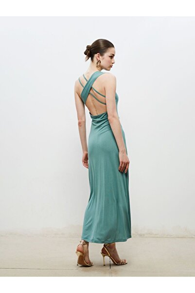 LC Waikiki Soulife green crewneck back window dress