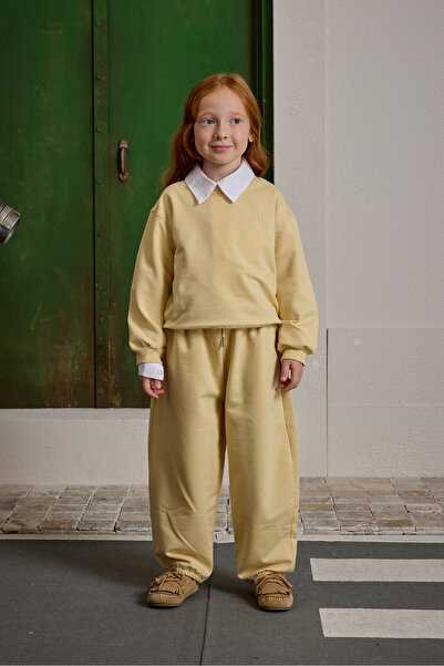 Fahhar Kids Oversize Printed Tracksuit Set Yellow