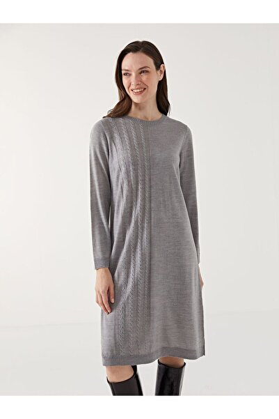 LC Waikiki Crew Neck Textured Women's Knitwear Dress