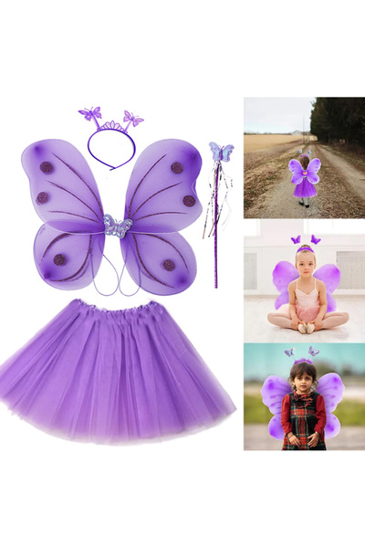 ZERO LAND Costum fluture DS-DERIN liliac violet - Set de accesorii pentru costum fluture liliac violet 4 piese