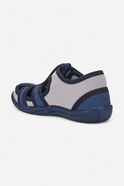 Nstil Daily Unisex Navy Blue Children's Sandals Flexible Non-Slip Sole Linen Velcro Summer Home Nursery Shoes 143