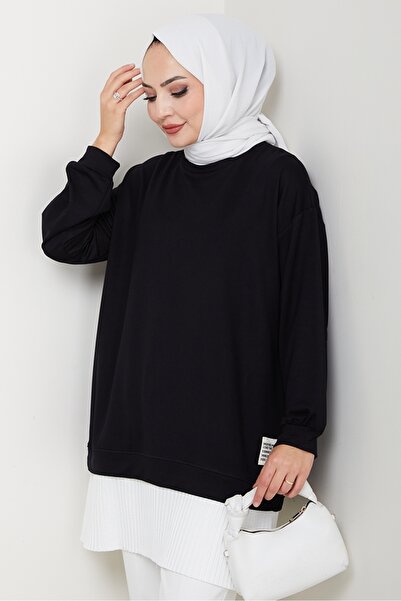 Bestenur Arma Detail Pleated Tunic 1627 - Black