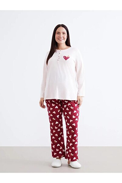 LC Waikiki Set de pijamale de maternitate cu imprimeu cu gât rotund (W5)