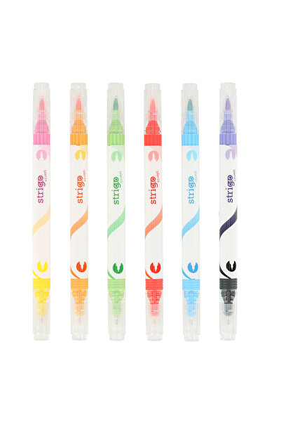 Strigo 2 in 1 highlighter, brush and liner, 6 pcs/set, 12 colors SSC441