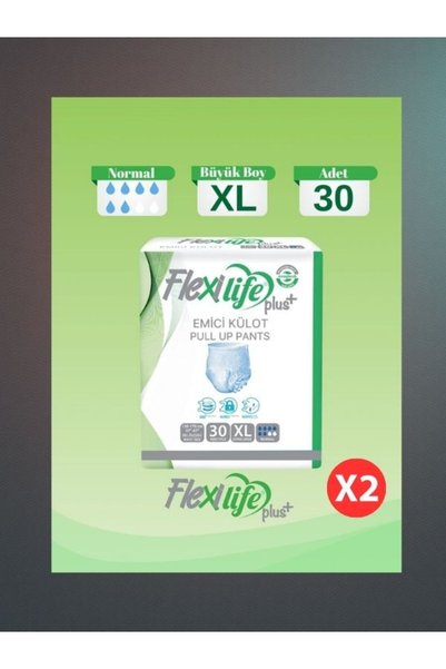flexi flexilife Flexi Life Ped Emici Külot Yetişkin Hasta Bezi XLarge Boy 30'Lu (2 Adet)