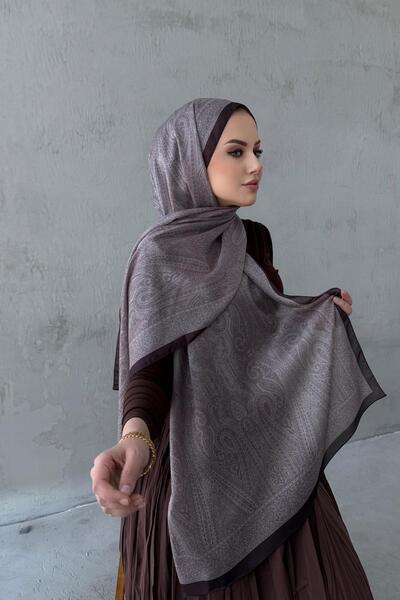 Byedauzunlar Kahverengi&Vizon Asu Otantik Hint İpeği Şal