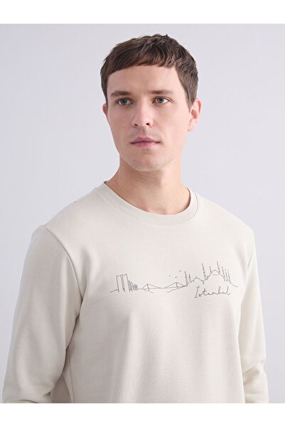 LC Waikiki Ανδρικό χοντρό φούτερ με στάμπα LCWAIKIKI Classic Crew Neck