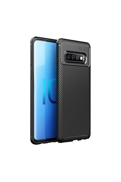 isag Husa pentru Samsung Galaxy S10 Plus, stil Carbon, silicon subțire, neagr...