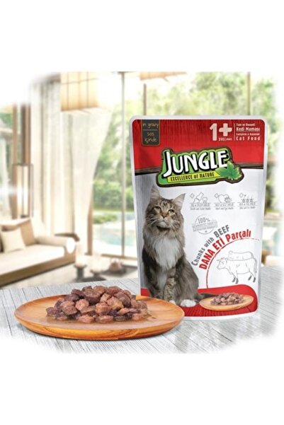 Jungle Pouch Dana Etli Yetişkin Kedi Maması 100 gr