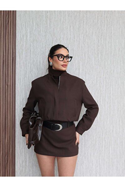 ESRAHELVACI Bomber Jacket Belted Shorts Skirt Set