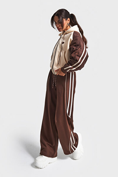 its basic Kadın Bej Kahve Renk w5-16 Örme Kumaş Polar ve Eşofman 2'li Tasarım Kombin Takım