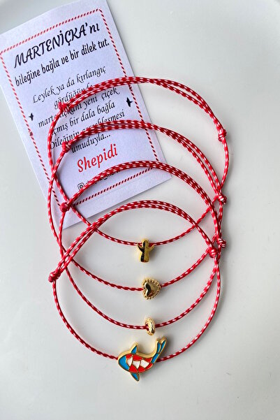 Shepidi سوار الحظ مارتينيشكا مكون من 5 قطع، مزين بأشكال السمك والقلب والملك ذ...