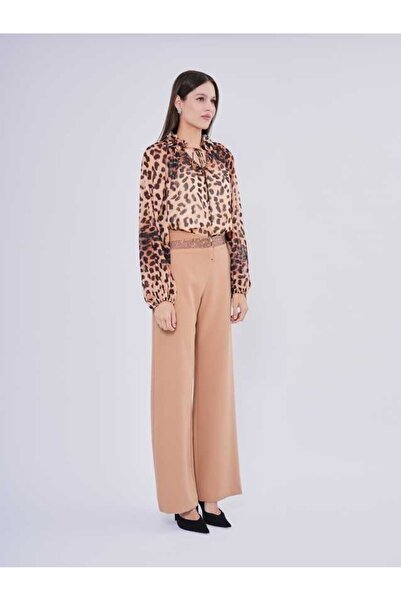SERPİL Leopar Desenli Bağcıklı Şifon Kadın Bluz 50416