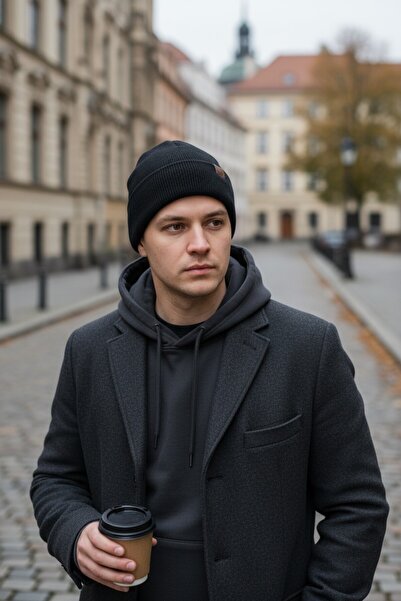 luismorro قبعة شتوية منسوجة للرجال مصنوعة من الأكريليك بنسبة 100% باللون الأسود