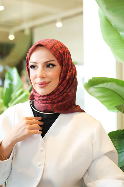 efdal şal eşarp Mosaic Pattern Imported Cotton Scarf