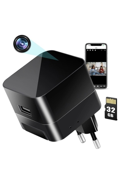 iUni Încărcător USB cu cameră spion IP90, 32GB, Wi-Fi, Full HD, vedere nocturnă