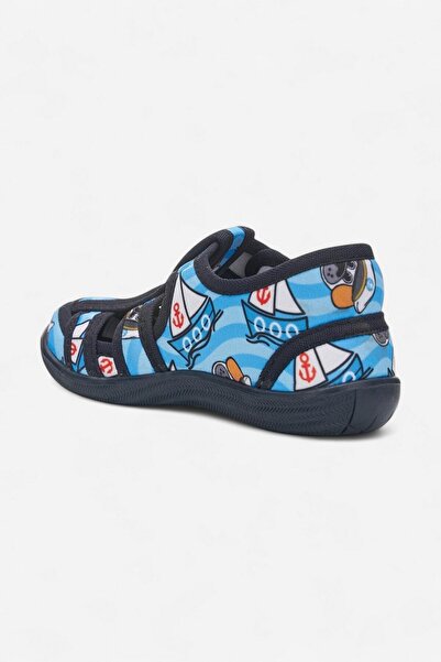 Nstil Daily Unisex Blue Children's Sandals Flexible Non-Slip Sole Linen Velcro Summer Home Nursery Shoes 143