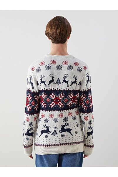 LC Waikiki Bisiklet Yaka Uzun Kollu Yılbaşı Temalı Erkek Triko Kazak