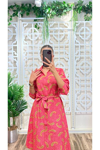 DISHI FASHİON PATTERNED LONG DRESS